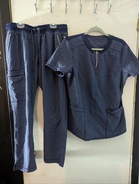 NFINITY Navy Blue Track Pants & Zip-Neck Top